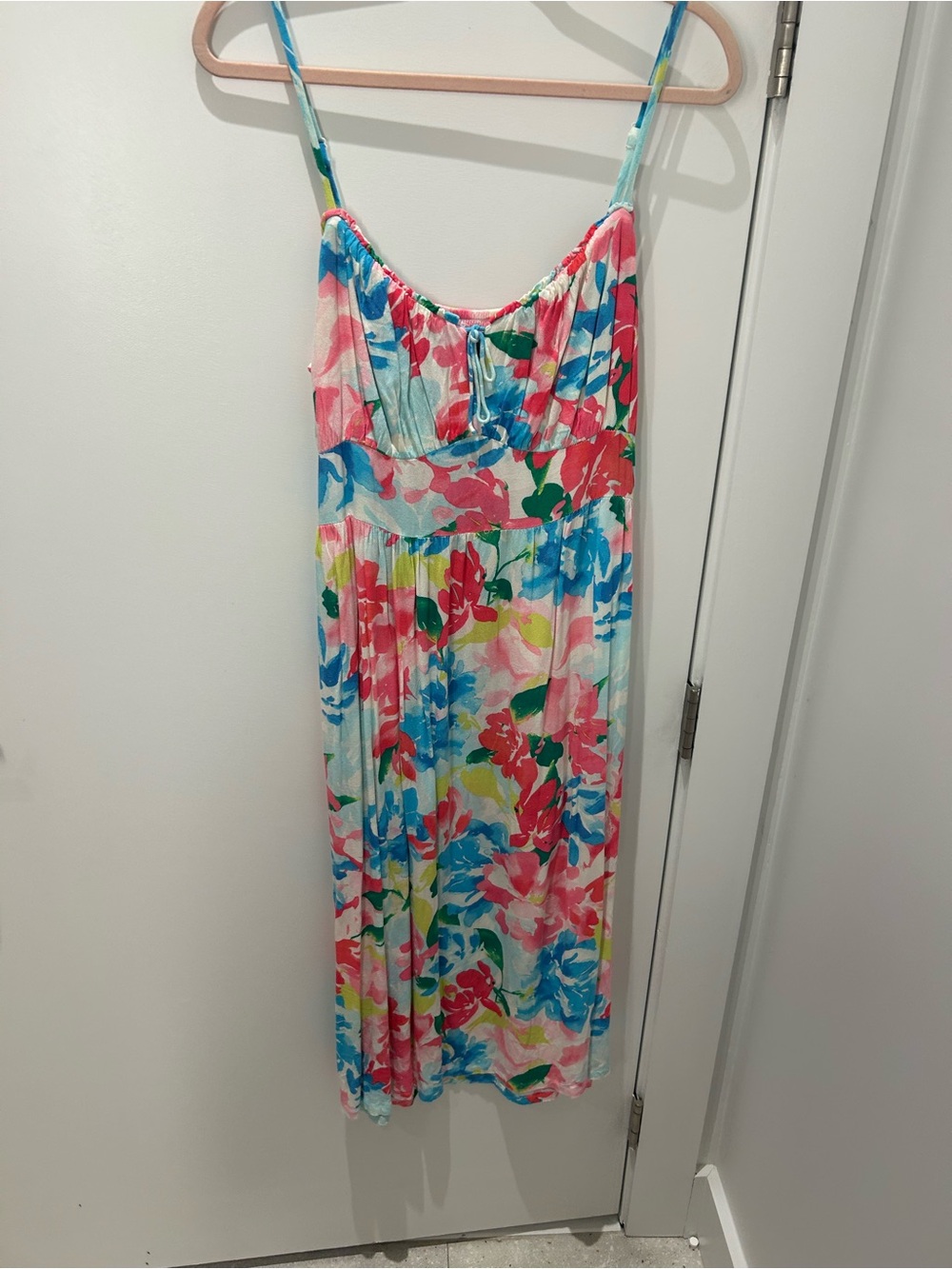 Old Navy Blue, Pink and Green Floral Midi Dress